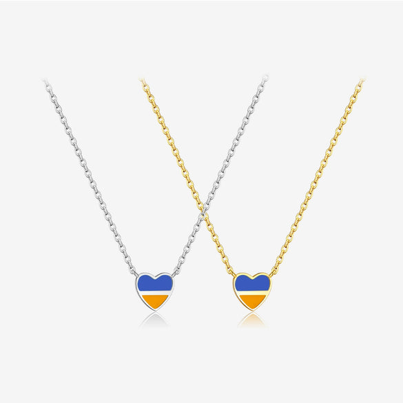 Wholesale Women's S925 Sterling Silver Love Pendant Necklace With Gold Enamel And Geometric Pattern Electroplated