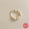 Wholesale Women's S925 Sterling Silver Love Shape Elastic Pearl Ring With Electroplating Design