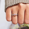 Wholesale Women's S925 Sterling Silver Love Shape Geometric Ring With Electroplating