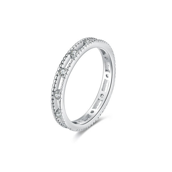 Wholesale Women's S925 Sterling Silver Love Star Geometric Heart Shape Inlaid Zircon Fashion Ring