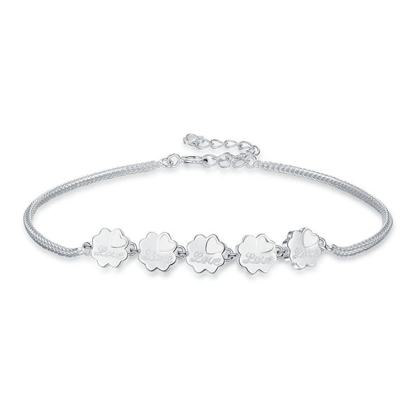Wholesale Women's S925 Sterling Silver Lucky Flower Bracelet With Electroplating