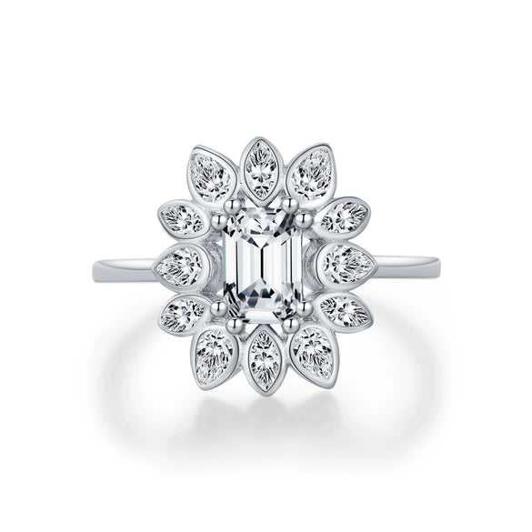 Wholesale Women's S925 Sterling Silver Luxury Diamond Ring With Electroplating
