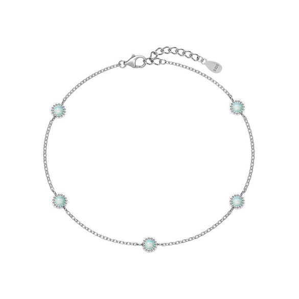 Wholesale Women's S925 Sterling Silver M?bius Geometric Style Bracelet With Zircon Opal And Electroplating Design