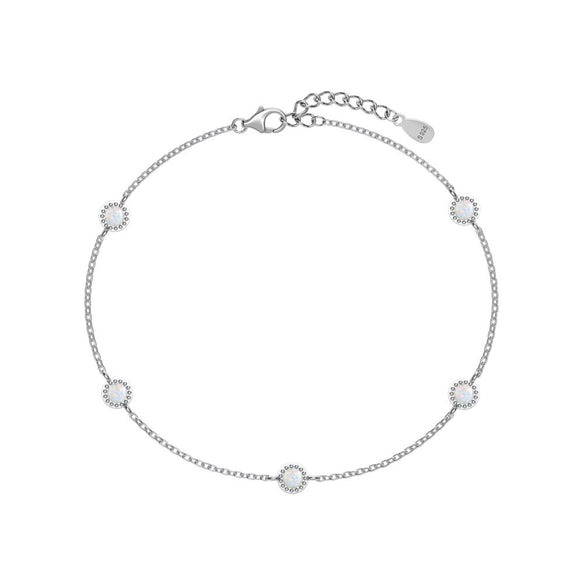 Wholesale Women's S925 Sterling Silver M?bius Geometric Style Bracelet With Zircon Opal And Electroplating Design