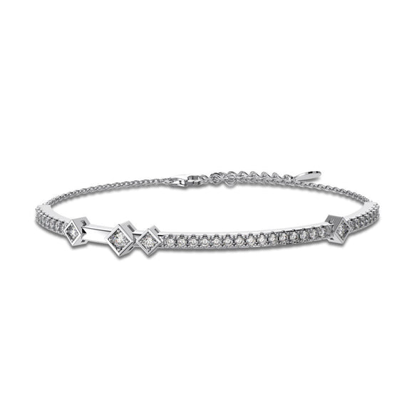 Wholesale Women's S925 Sterling Silver M?bius Geometric Style Bracelet With Zircon Opal And Electroplating Design