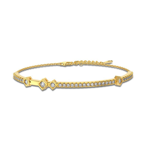 Wholesale Women's S925 Sterling Silver M?bius Geometric Style Bracelet With Zircon Opal And Electroplating Design
