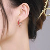 Wholesale Women's S925 Sterling Silver Micro Inlaid Enamel Geometric Earrings