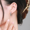 Wholesale Women's S925 Sterling Silver Micro Inlaid Enamel Geometric Earrings