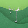 Wholesale Women's S925 Sterling Silver Micro Inlay Leaves Pattern Stud Earrings Inspired By 24 Solar Terms Grain Rain