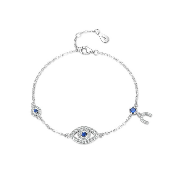 Wholesale Women's S925 Sterling Silver Microinlaid Devil's Eye Bracelet
