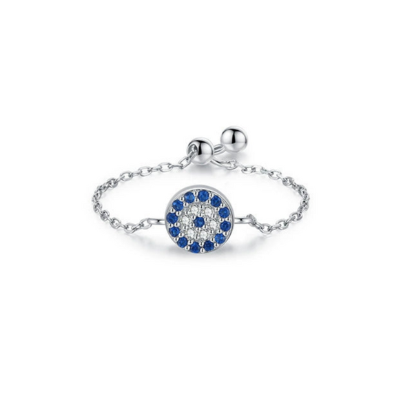 Wholesale Women's S925 Sterling Silver Microinlaid Diamond Geometric Devil Eye Ring With Seiko Craftsmanship