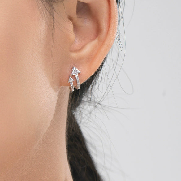 Wholesale Women's S925 Sterling Silver Microinlaid Double Arrow Earrings Light Luxury Niche Design