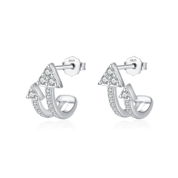 Wholesale Women's S925 Sterling Silver Microinlaid Double Arrow Earrings Light Luxury Niche Design