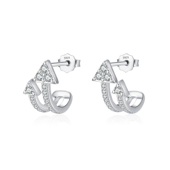 Wholesale Women's S925 Sterling Silver Microinlaid Double Arrow Earrings Light Luxury Niche Design