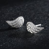 Wholesale Women's S925 Sterling Silver Microinlaid Zircon Earrings With Geometric Angel Wings Design