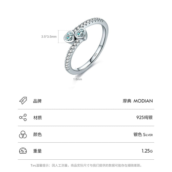 Wholesale Women's S925 Sterling Silver Microinlaid Zircon Heart Love Ring Sweet Simple Design
