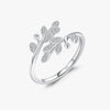 Wholesale Women's S925 Sterling Silver Microinlaid Zircon Leaf Open Ring Simple Fashion Finger Ring