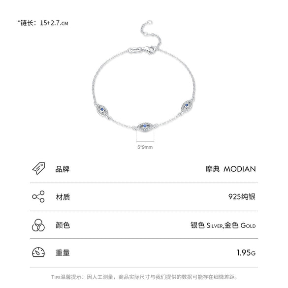 Wholesale Women's S925 Sterling Silver Microinlay Devil's Eye Bracelet