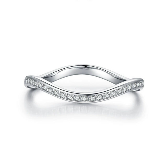 Wholesale Women's S925 Sterling Silver Microinlay Wave Geometric Niche Ring