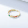 Wholesale Women's S925 Sterling Silver Micropaved Square Rainbow Zircon Ring With Geometric Design