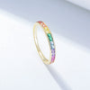 Wholesale Women's S925 Sterling Silver Micropaved Square Rainbow Zircon Ring With Geometric Design