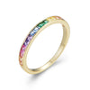 Wholesale Women's S925 Sterling Silver Micropaved Square Rainbow Zircon Ring With Geometric Design