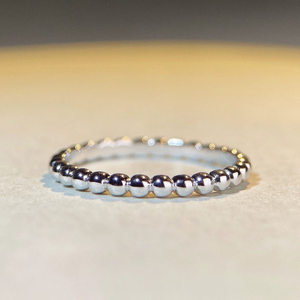 Wholesale Women's S925 Sterling Silver Minimalist Irregular Bead Texture Round Ring With Electroplating
