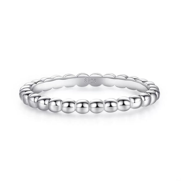 Wholesale Women's S925 Sterling Silver Minimalist Irregular Bead Texture Round Ring With Electroplating