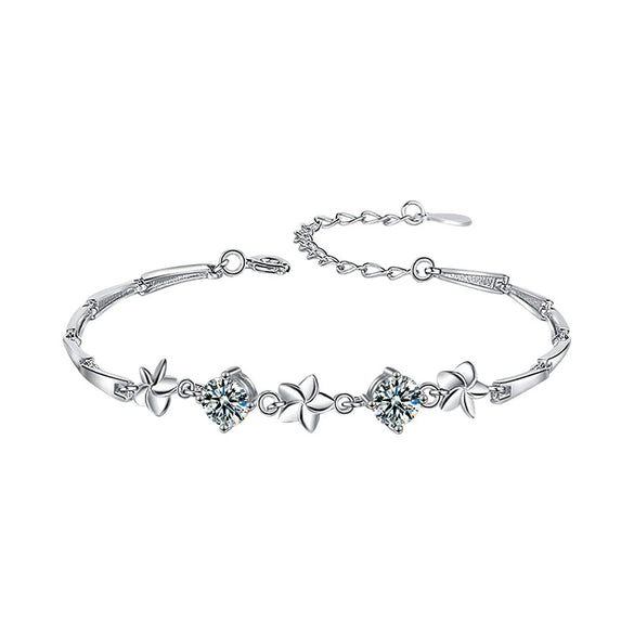 Wholesale Women's S925 Sterling Silver Moissanite Five Leaf Clover Fashion Ol Style Bracelet