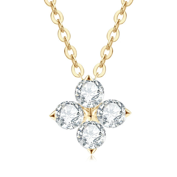 Wholesale Women's S925 Sterling Silver Moissanite Four Leaf Clover Geometric Fashion Necklace O Chain