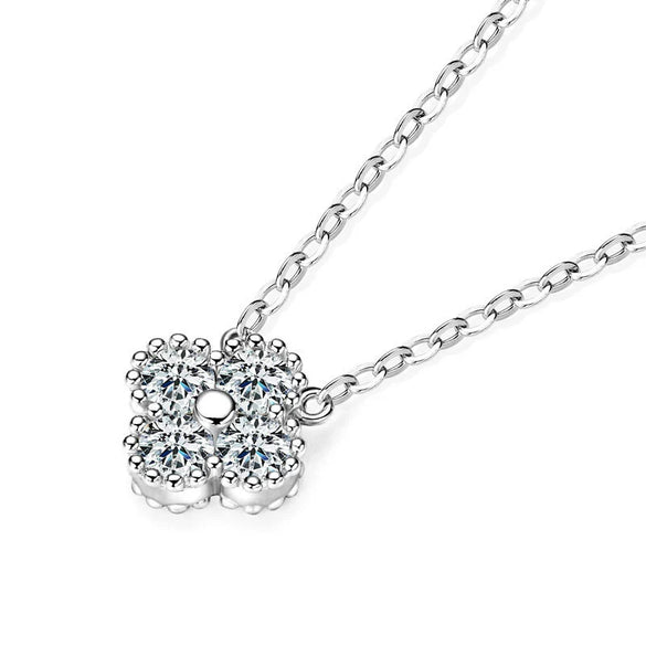 Wholesale Women's S925 Sterling Silver Moissanite Four Leaf Clover Geometric Fashion Necklace O Chain