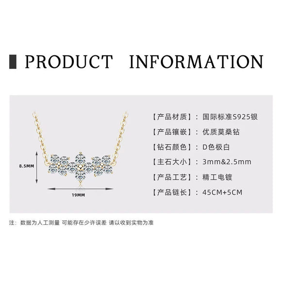 Wholesale Women's S925 Sterling Silver Moissanite Four Leaf Clover Geometric Fashion Necklace O Chain