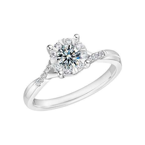 Wholesale Women's S925 Sterling Silver Moissanite Geometric Diamond Ring Highclass Classic Fourclaw Interwoven Snowflake Minimalist