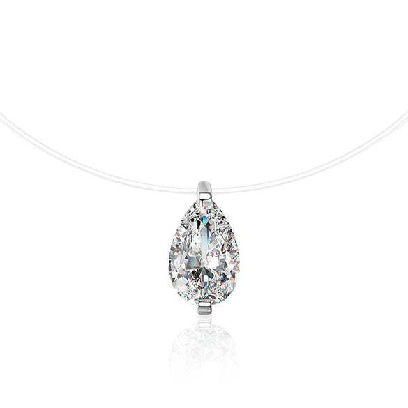 Wholesale Women's S925 Sterling Silver Moissanite Geometric Simple Pendant Fishing Line Necklace