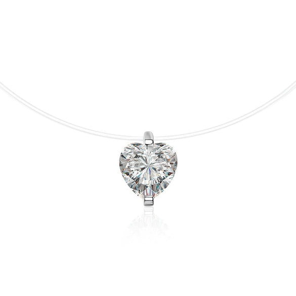 Wholesale Women's S925 Sterling Silver Moissanite Geometric Simple Pendant Fishing Line Necklace