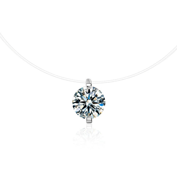 Wholesale Women's S925 Sterling Silver Moissanite Geometric Simple Pendant Fishing Line Necklace
