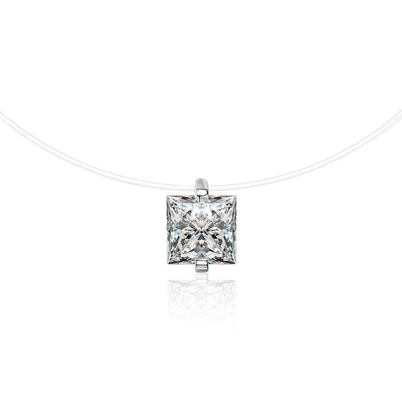 Wholesale Women's S925 Sterling Silver Moissanite Geometric Simple Pendant Fishing Line Necklace