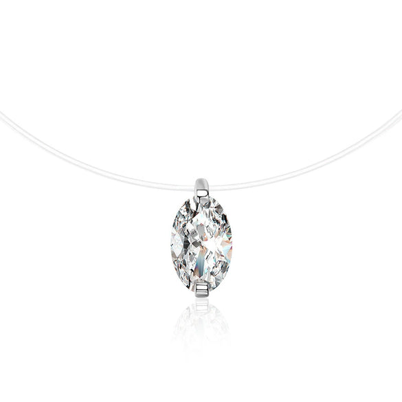 Wholesale Women's S925 Sterling Silver Moissanite Geometric Simple Pendant Fishing Line Necklace