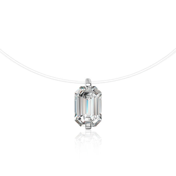 Wholesale Women's S925 Sterling Silver Moissanite Geometric Simple Pendant Fishing Line Necklace