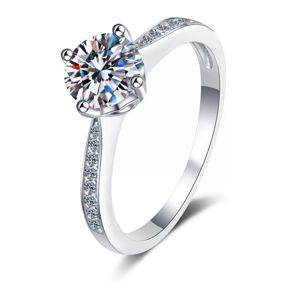 Wholesale Women's S925 Sterling Silver Moissanite Ring With Geometric Design And Electroplating Treatment