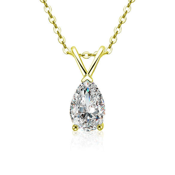 Wholesale Women's S925 Sterling Silver Moissanite Water Drop Pendant Clavicle Chain Jewelry With Geometric Design