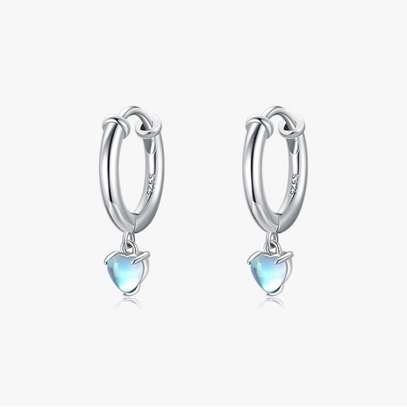 Wholesale Women's S925 Sterling Silver Moonstone Earrings With Geometric Pattern And Zircon Inlay