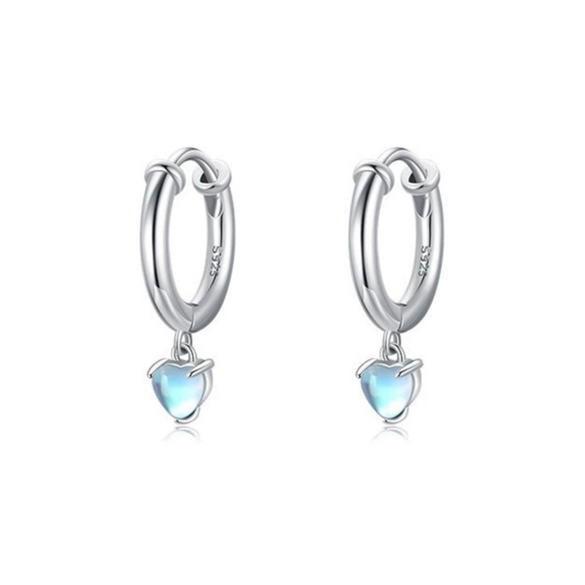 Wholesale Women's S925 Sterling Silver Moonstone Earrings With Geometric Pattern And Zircon Inlay