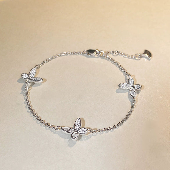 Wholesale Women's S925 Sterling Silver Mosan Bracelet With Phantom Butterfly Bow And Geometric Patterns
