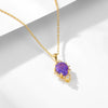 Wholesale Women's S925 Sterling Silver Natural Amethyst Drop Shape Pendant Necklace Set With Precious Stones