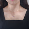 Wholesale Women's S925 Sterling Silver Natural Amethyst Drop Shape Pendant Necklace Set With Precious Stones