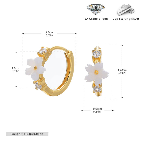 Wholesale Women's S925 Sterling Silver Natural Flower Geometric Earrings