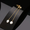 Wholesale Women's S925 Sterling Silver Natural Freshwater Pearl Baroque Geometric Earrings With Zircon