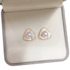 Wholesale Women's S925 Sterling Silver Natural Freshwater Pearl Earrings With Broken Shell Design And Flat Round Shape