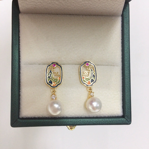 Wholesale Women's S925 Sterling Silver Natural Freshwater Pearl Earrings With Oblate Shape